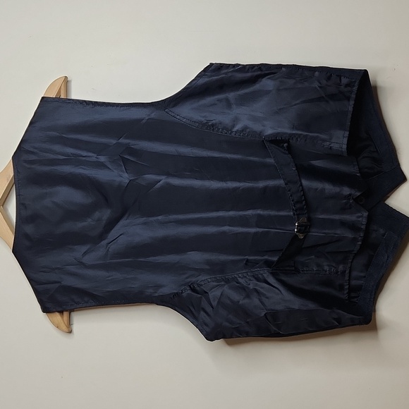 Navy Blue Suede Vest with Silver Buttons Men's - Picture 6 of 6